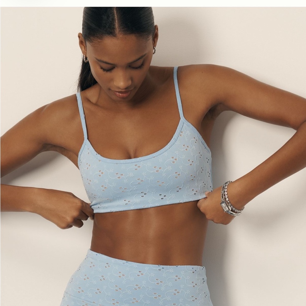 Anthropologie STRUT THIS Cher Ribbed Scoop Neck Sports Bra